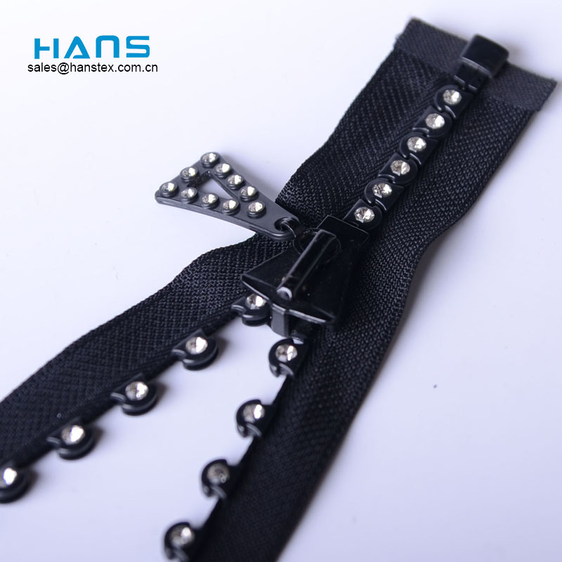 Hans entrega rápida lavable Rhinestone cremallera